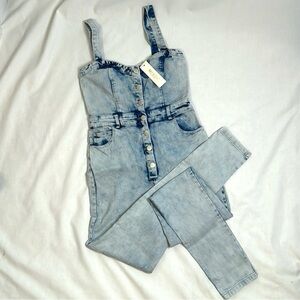 Sweetheart Neck 90’s Style Washed Denim Jumpsuit - NWT - Rare find!